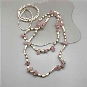 Curated bundle vintage rice pearls jewelry set necklace and bracelets